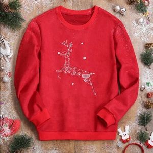 Zaful Red Suede Reindeer Christmas Xmas Sweater XL